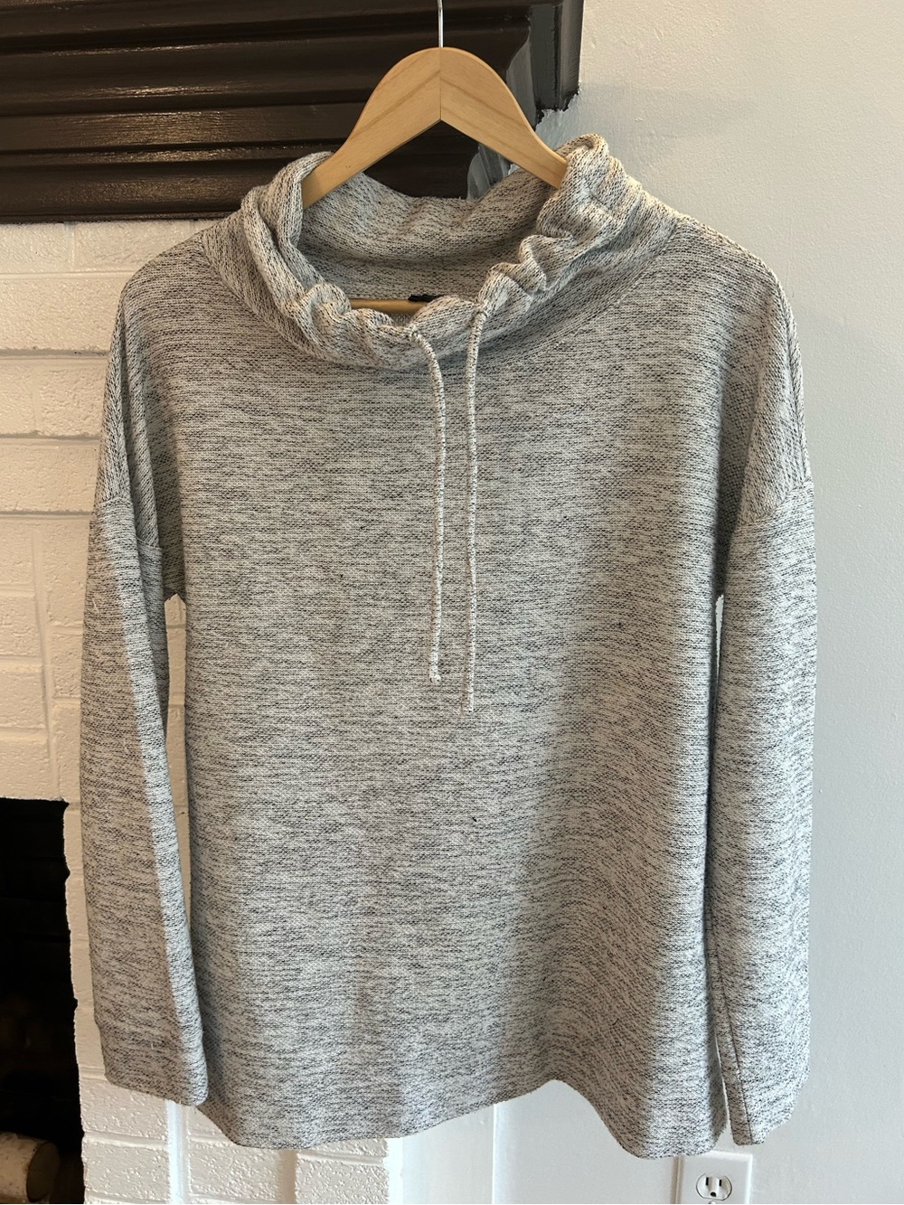 Talbots Light Gray Marled Cowl Neck Sweater